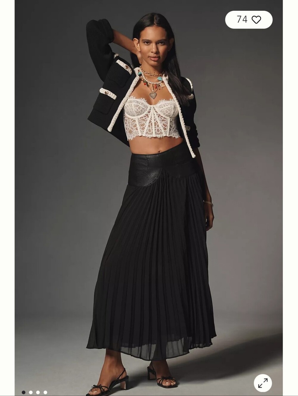 Anthropologie Nwt Faux Leather Pleated Skirt Size 12